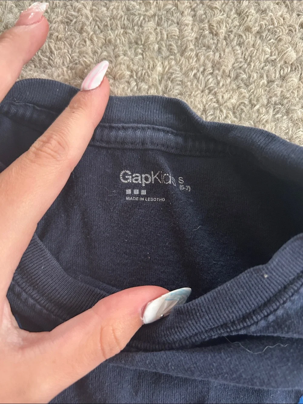 GAP Navy Long Sleeve 'Hockey 1986' Graphic Tee